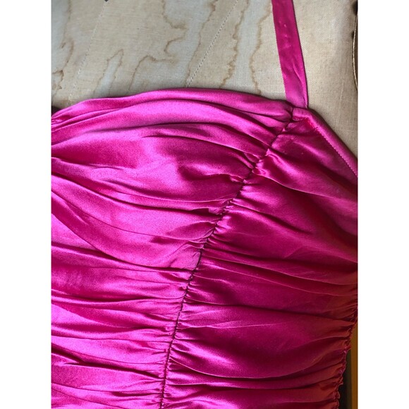 Y2K D & G. DOLCE & GABBANA SILK Ruched Pink Halter Top W/Exposed Zipper. As Is - Picture 4 of 10